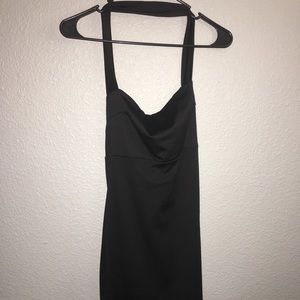 Black halter mid length dress